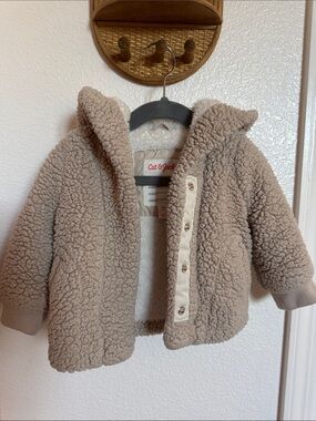 Cat & Jack Plush Sherpa Hooded Jacket in Taupe